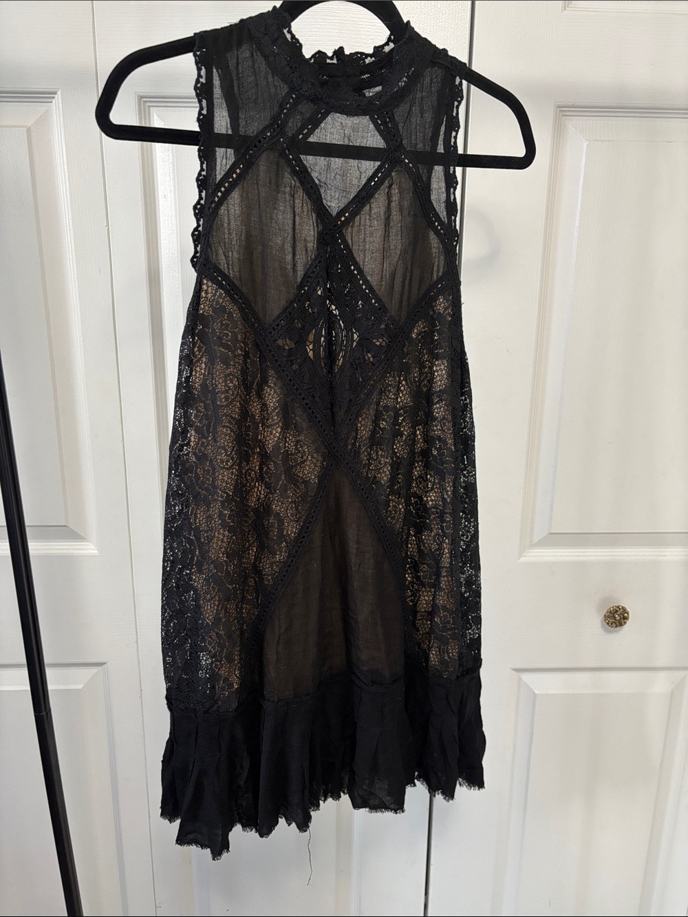 Anthropologie Black Angel Lace Mini dress